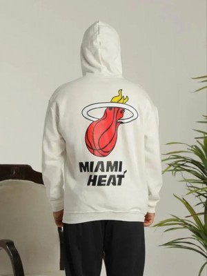 Efnaz Style Erkek Oversize Üç Iplik Kapüşonlu Sweatshirt –sırt ve Ön Baskılı, Kanguru Cepli, Rahat Kalıp Maskot Desenli Model - Siyah Beyaz