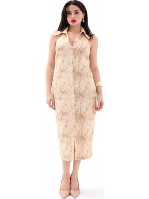 Efnaz Style 7428 Elbise-Bej