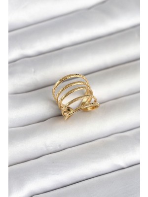 Epilons 316L Çelik Gold Renk Sıralı Model Kadın Yüzük - TJ-BYK4183
