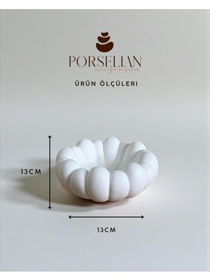 Özgürce Beyaz Dekoratif Boğumlu Kase, Beton Anahtarlık ve Takı Tabağı 13CM