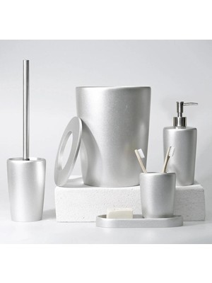 PremiumPort Modern Conical Banyo Seti, Şık ve Zarif Gümüş Renkli Tasarım