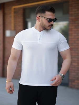 Efnaz Style Erkek Hakim Yakalı Kısa Kollu Pamuklu T-Shirt