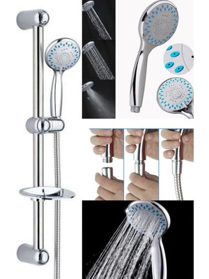 PremiumPort Pratik ve Şık Su Tasarruflu 3 Fonksiyonlu Duş Seti