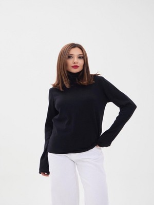 Efnaz Style 4214 Triko Düz Balıkçı Salaş-Siyah