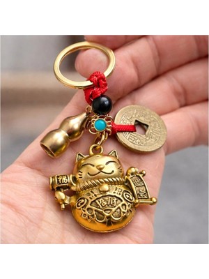 Özgürce Şans ve Bereket Temalı Metal Kedi Anahtarlık, Zarif ve Şık Tasarım