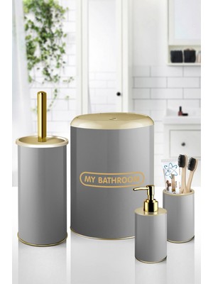 PremiumPort Modern 4 Parça Metal Banyo Seti, Şık ve Zarif Tasarım