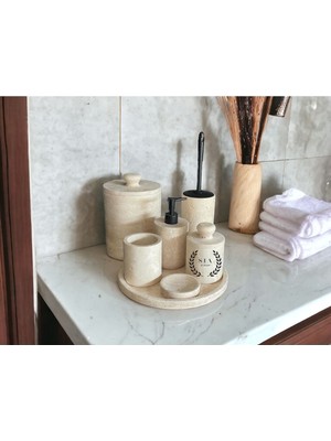 PremiumPort Şık 7'li Mermer Banyo Seti, Modern ve Fonksiyonel Tasarım Ile.