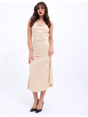 Efnaz Style 6840 Elbise-Bej