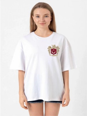 Efnaz Style Türk Arma Baskı T-Shirt- Beyaz