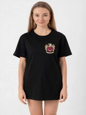 Efnaz Style Türk Arma Baskı T-Shirt - Siyah