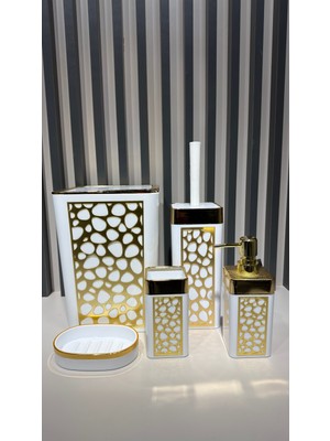 PremiumPort Şık 5 Parça Akrilik Banyo Seti, Modern ve Elegant Tasarım