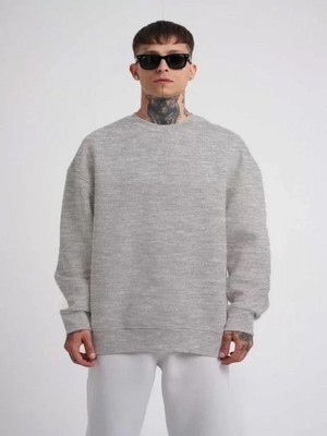Efnaz Style Unisex Biskilet Yaka Üç Iplik Sweatshirt - Gri