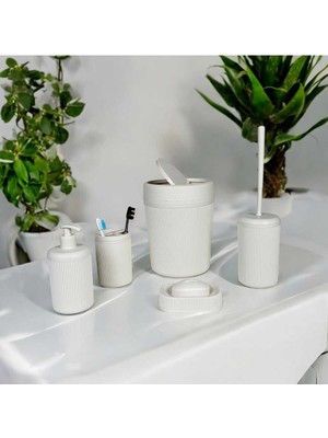 PremiumPort Şık ve Dayanıklı 5 Parçalı Banyo Seti, Beyaz, Krem, Gri Renk Seçenekleri