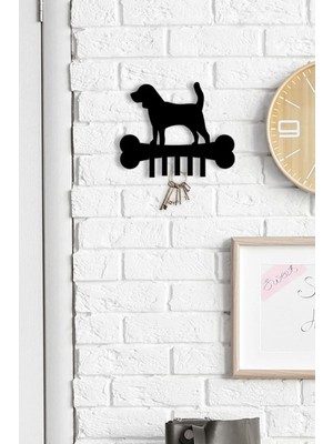 Özgürce Köpek Figürlü Metal Anahtar Askısı, Duvar ve Çanta Askılığı 20X15 cm