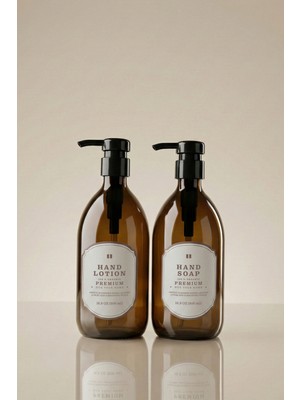 PremiumPort 2'li Amber Cam Sabun ve Losyon Dispenser Seti, Şık ve Pratik Kullanım