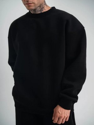 Efnaz Style Uzun Kol Bisiklet Yaka Basic Sweatshirt - Siyah