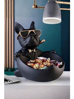 Özgürce Sevimli Bulldog Köpek Dekoratif Biblo, Anahtarlık ve Sunumluk Kutusu