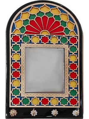 Özgürce El Yapımı Dekoratif Duvar Anahtarlık, Çift Figürlü Vitray Tasarım, 18X30 cm