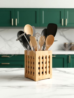 Özgürce Bambu Kaşıklık 15X10 cm – Dekoratif Mutfak Düzenleyici Organizer