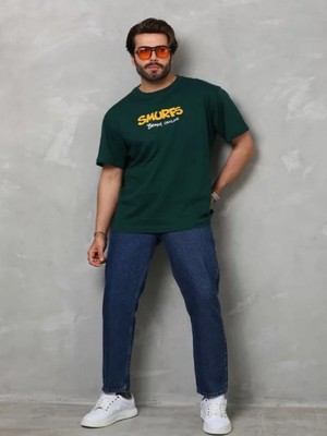 Efnaz Style Unisex Basic Bisiklet Yaka Oversize T-Shirt - Yeşil