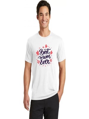 Efnaz Style Unisex Bisiklet Yaka Baskılı Oversize T-Shirt - Beyaz