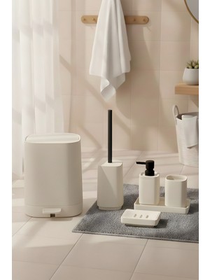 PremiumPort Modern Minimal 5 Parçalı Kare Soft Banyo Seti, Şıklık ve Fonksiyonellik