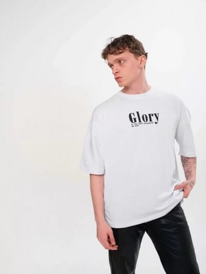 Efnaz Style Unisex Bisiklet Yaka Baskılı Oversize T-Shirt - Siyah