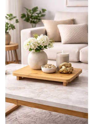 Özgürce Bambu Ayaklı Stand 30 cm – Doğal Ahşap Sunum ve Servis Platformu