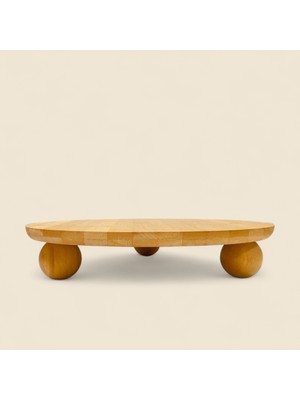 Özgürce Bambu Top Ayaklı Yuvarlak Pasta ve Kek Standı 24X24 cm Natural