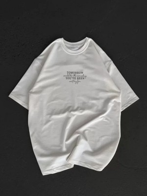 Efnaz Style Unisex Bisiklet Yaka Baskılı Oversize T-Shirt - Beyaz