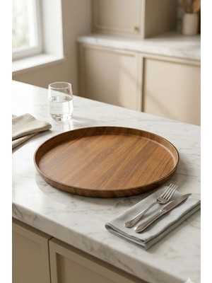 Özgürce 28 cm Akasya Görünümlü Şık Plastik Servis Tabağı