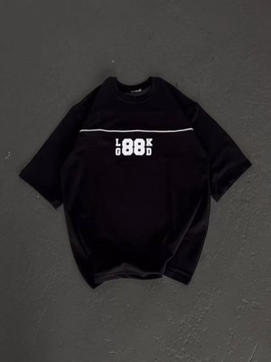 Efnaz Style Unisex Bisiklet Yaka Baskılı Oversize T-Shirt - Siyah