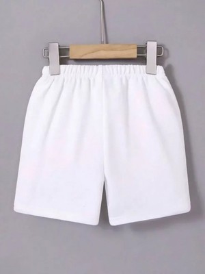 Efnaz Style Beli Lastikli Mini Düz Şort - Beyaz