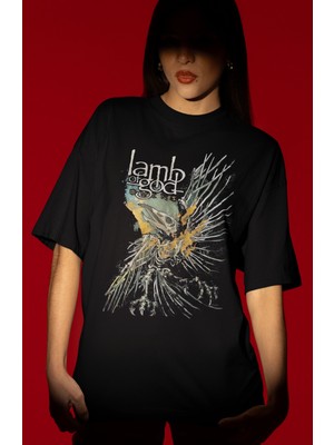 Sevbano Lamb Of God Rock Metal Müzik Grubu Ön Baskılı Unisex Oversize Tişört