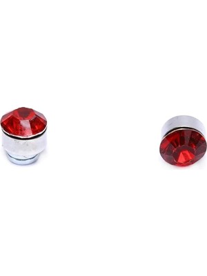 Tamgacrafts Kırmızı Zirkon Taşlı 3 mm Mıknatıslı Deliksiz Küpe 1 Çift Manyetik Fake Küpe
