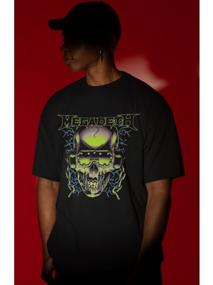 Sevbano Megadeth Rock Metal Müzik Grubu Ön Baskılı Unisex Oversize Tişört