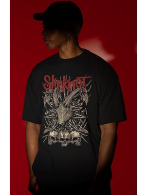 Sevbano Slipknot Rock Metal Müzik Grubu Ön Baskılı Unisex Oversize Tişört