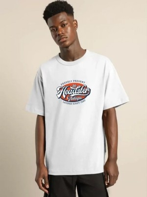 Efnaz Style Unisex Baskılı Oversize T-Shirt - Beyaz