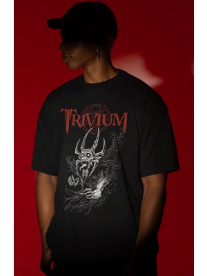 Sevbano Trivium Rock Metal Müzik Grubu Ön Baskılı Unisex Oversize Tişört
