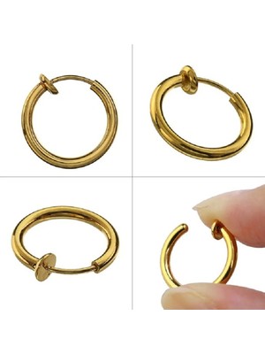 Tamgacrafts Altın Renk Sıkıştırmalı Deliksiz Piercing 1 Çift Fake Burun Dudak Kulak Küpe