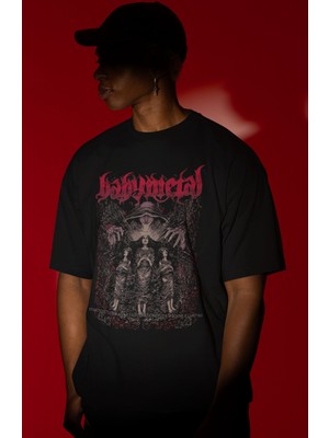 Sevbano Babymetal Rock Metal Müzik Grubu Ön Baskılı Unisex Oversize Tişört