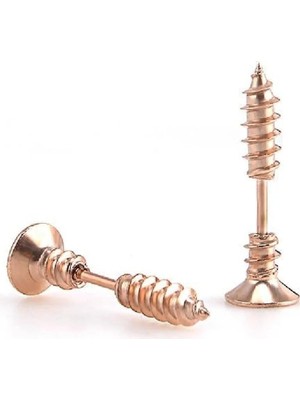 Tamgacrafts Vida Tasarım Saplama Küpe Bakır Renk Minimal Metal Küpe 1 Çift
