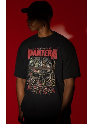 Sevbano Pantera Rock Metal Müzik Grubu Ön Baskılı Unisex Oversize Tişört