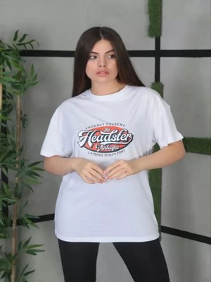 Efnaz Style Unisex Baskılı Oversize T-Shirt - Beyaz