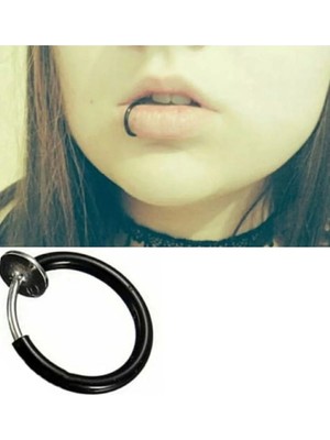 Tamgacrafts Siyah Sıkıştırmalı Deliksiz Piercing 1 Çift Fake Burun Dudak Kulak Küpe