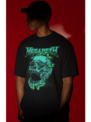 Sevbano Megadeth Rock Metal Müzik Grubu Ön Baskılı Unisex Oversize Tişört