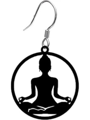 Tamgacrafts Yoga Buda Meditasyon Küpe 5 cm Siyah Akrilik Zen Sembol Kancalı Hafif Küpe