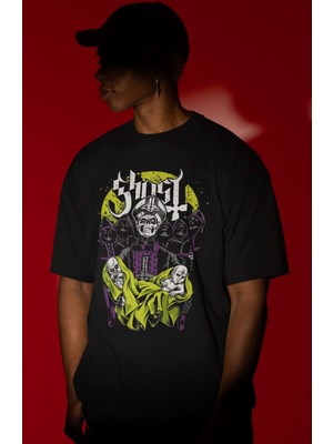 Sevbano Ghost Rock Metal Müzik Grubu Ön Baskılı Unisex Oversize Tişört