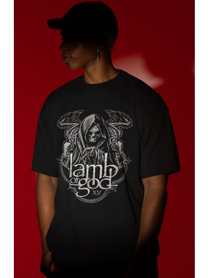 Sevbano Lamb Of God Rock Metal Müzik Grubu Ön Baskılı Unisex Oversize Tişört