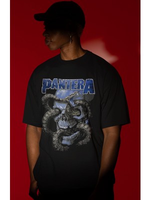 Sevbano Pantera Rock Metal Müzik Grubu Ön Baskılı Unisex Oversize Tişört